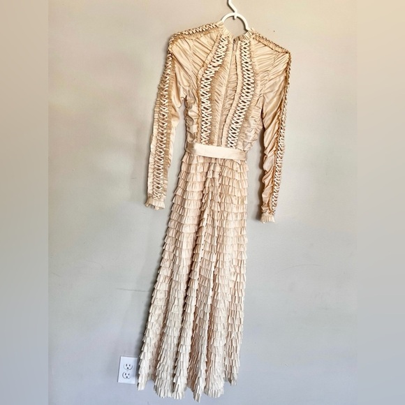 NWOT Zimmermann Espionage Tiered Belted Lace Up Stretch Silk Midi Dress Sz 0/XS - Picture 4 of 8